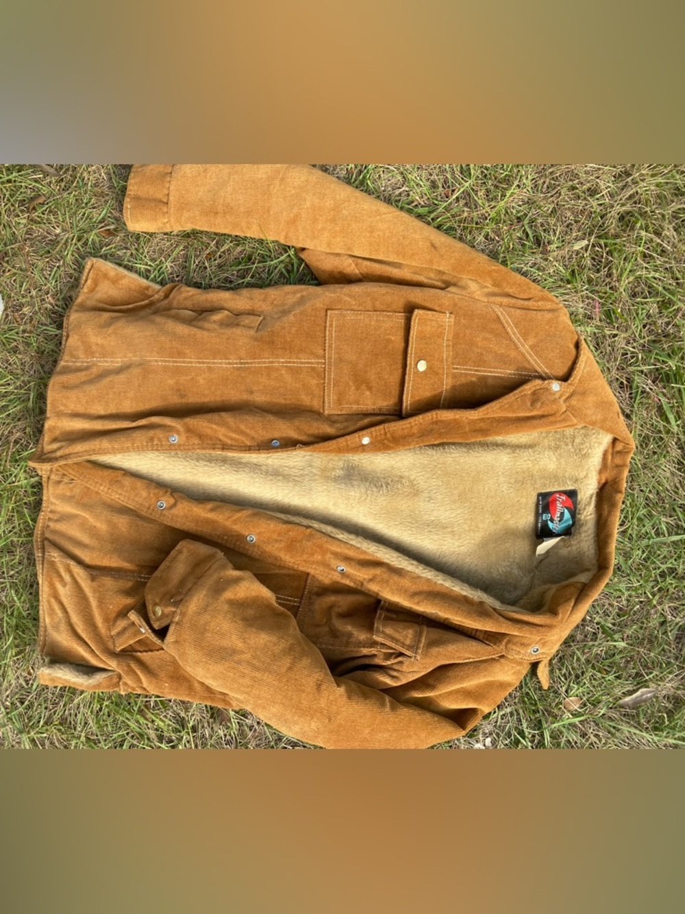 Men's Tan Corduroy Sherpa-Lined Jacket